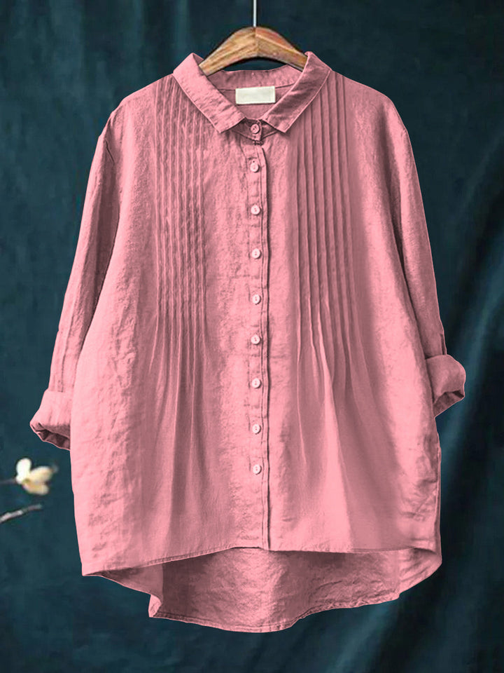 Solid Color Cotton and Linen Shirt