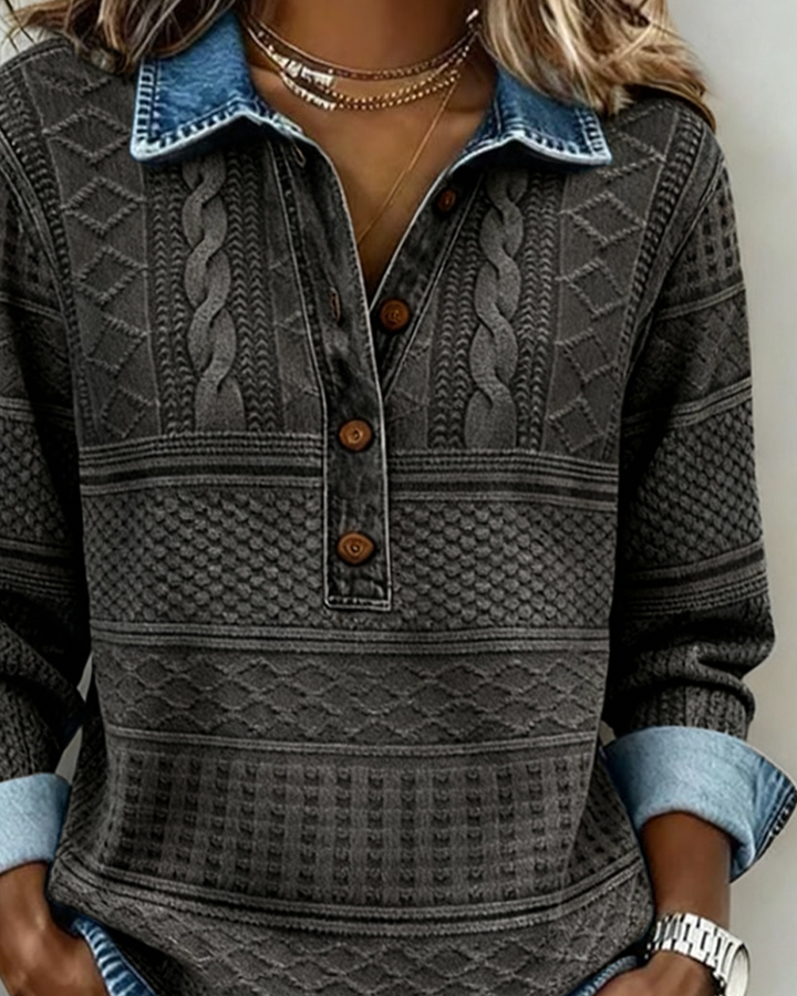 Sienna | Textured Button-Neck Knit Top