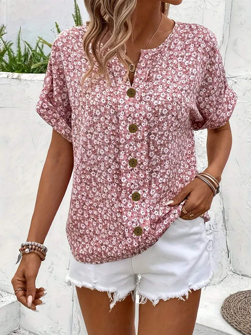 Verna | Casual Floral Button-Front Blouse