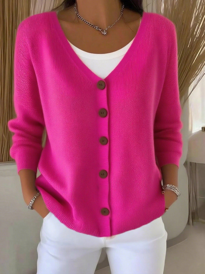 Women's Autumn Buttoned V-neck Cardigan Sweater