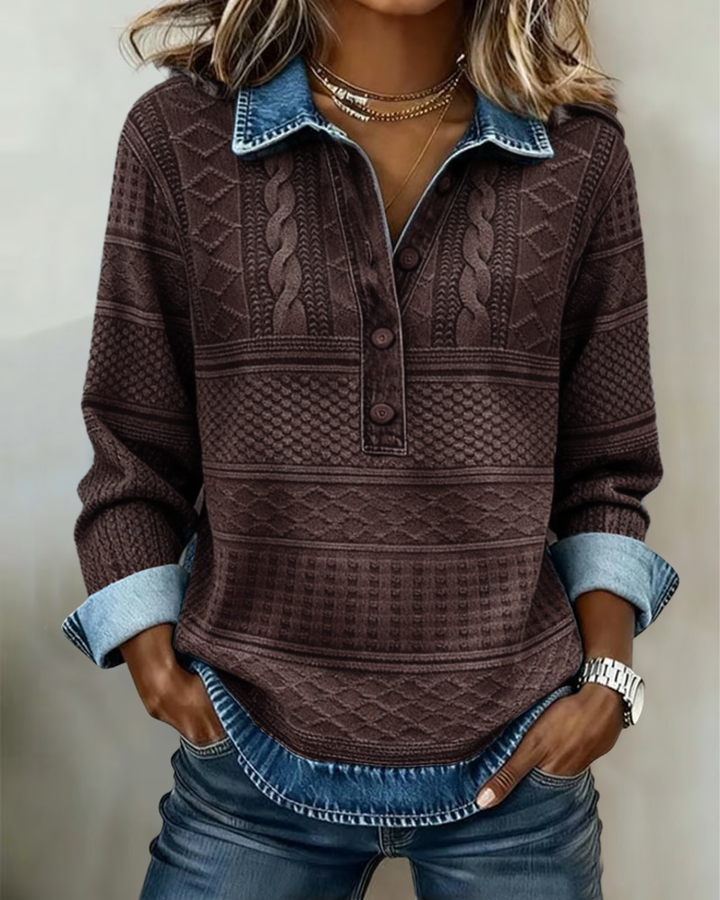 Sienna | Textured Button-Neck Knit Top