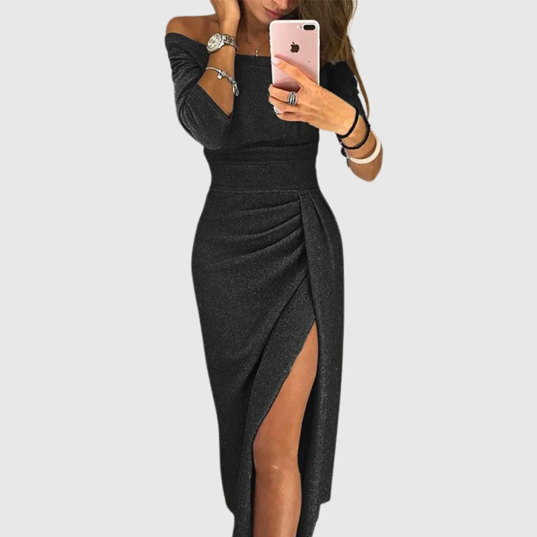 Seraphine | Off-Shoulder Draped Midi Dress