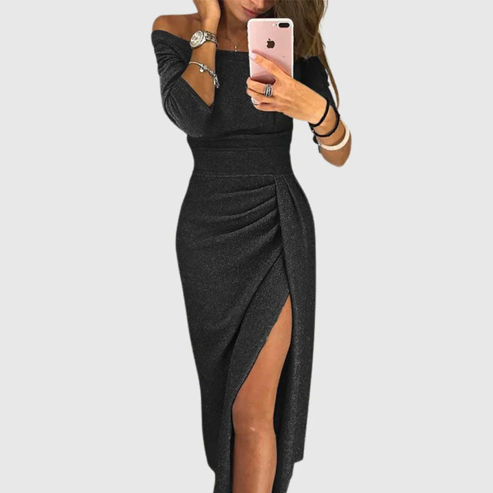 Seraphine | Off-Shoulder Draped Midi Dress