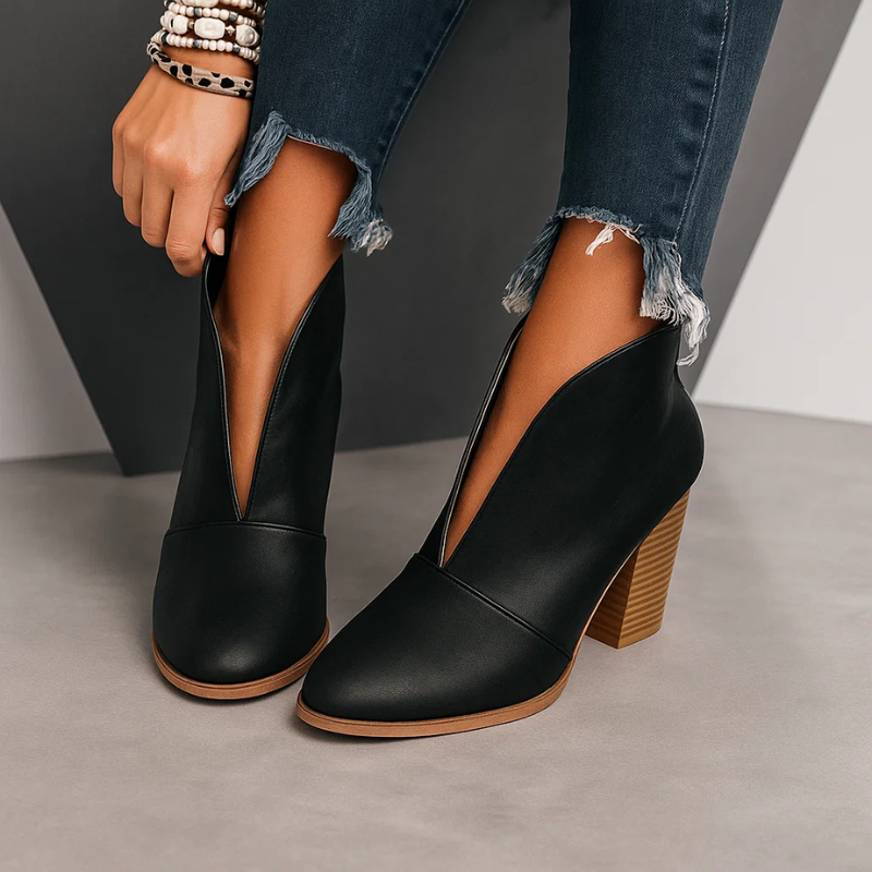 Marivelle | Modern Block-Heel Ankle Booties