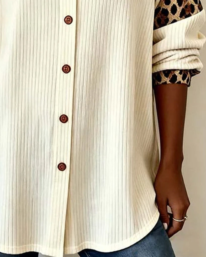 Lorine | Classic Contrast Pattern Button Top