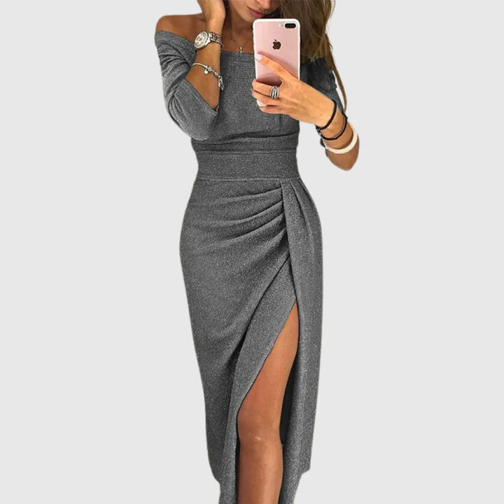 Seraphine | Off-Shoulder Draped Midi Dress