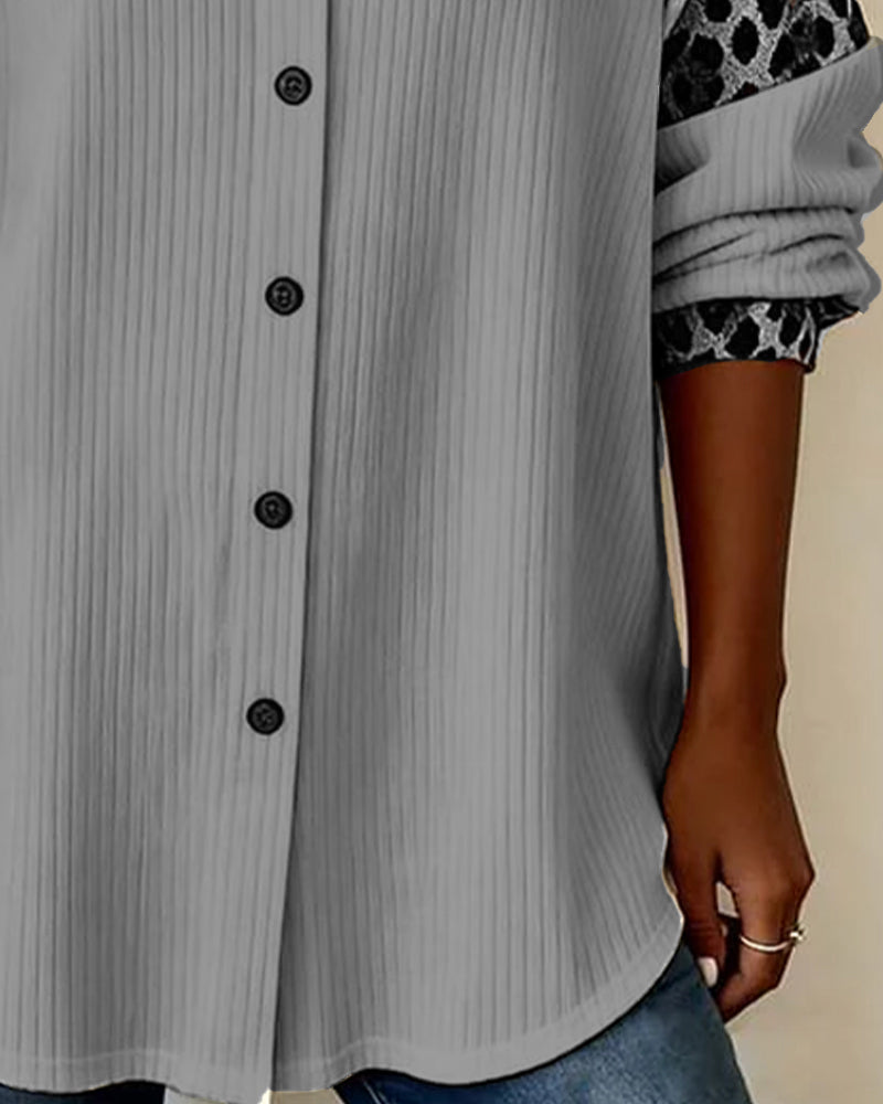 Lorine | Classic Contrast Pattern Button Top