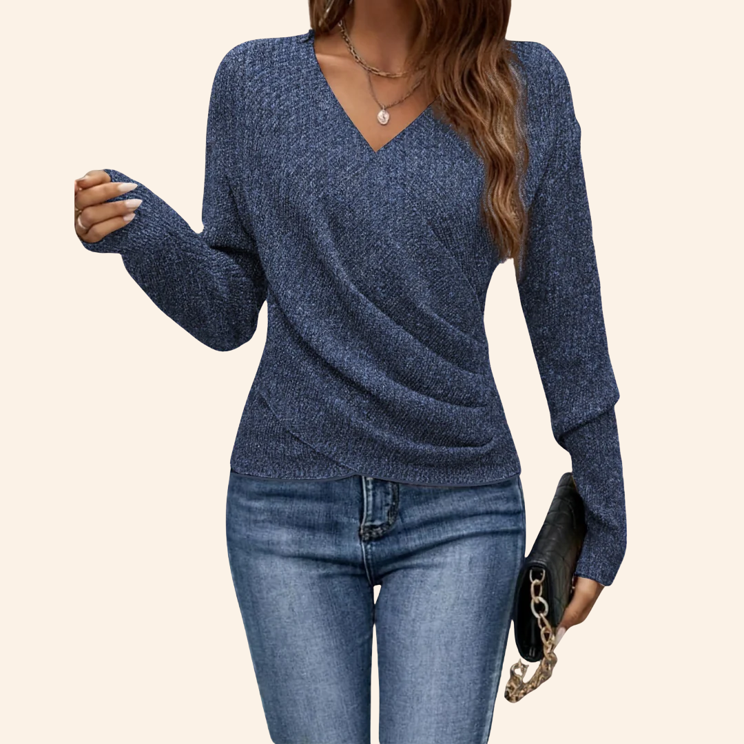 Lunaria | Draped V-Neck Everyday Knit Top