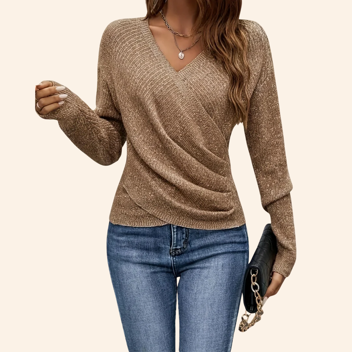 Lunaria | Draped V-Neck Everyday Knit Top