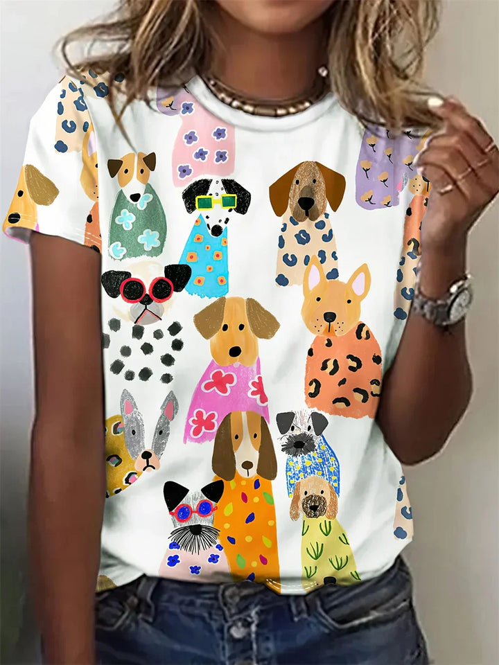 Avrille | Stylish T-shirt with Dog Print