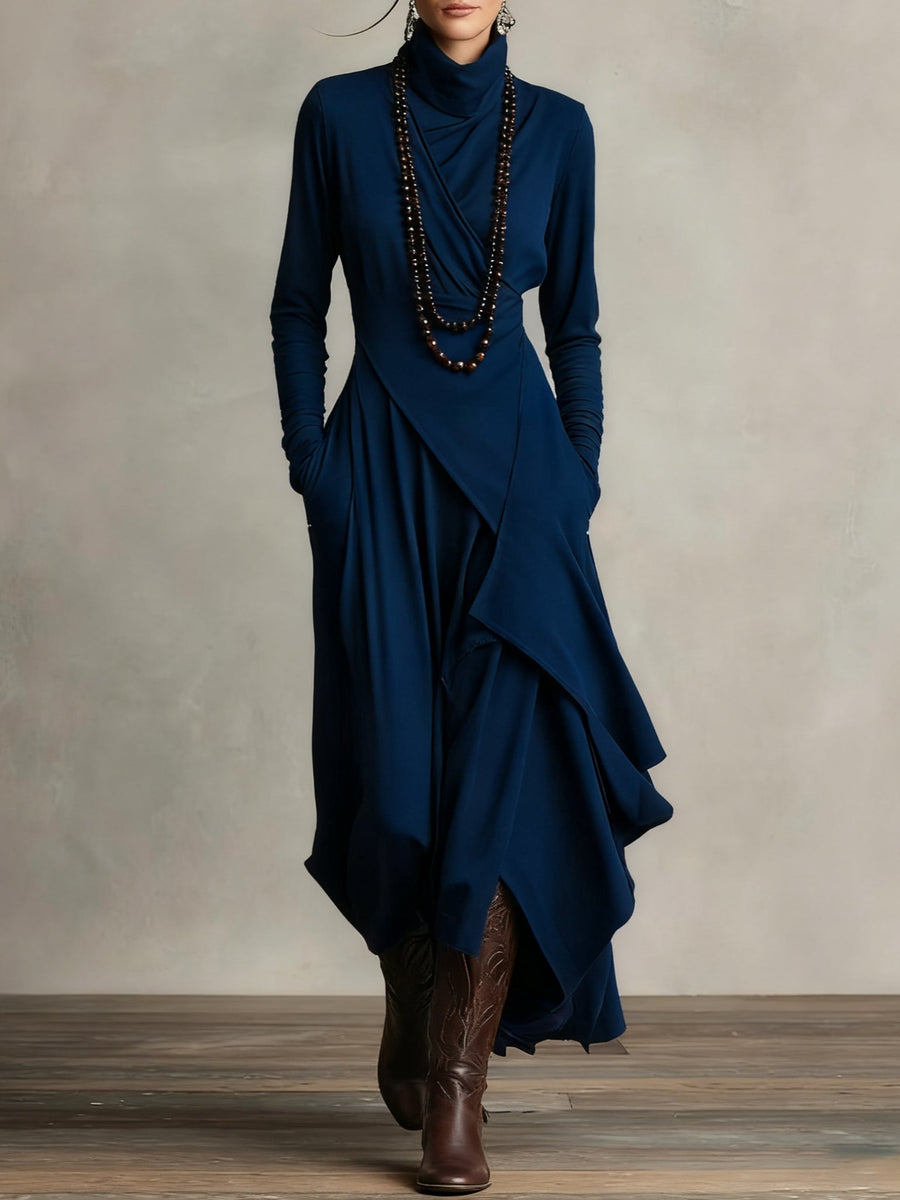 Serelinne | Draped High-Neck Maxi Dress