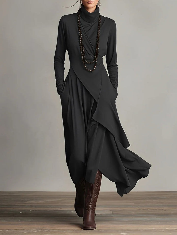 Serelinne | Draped High-Neck Maxi Dress